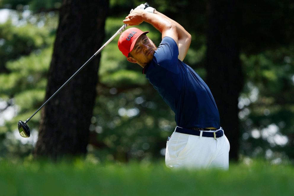 PHOTO: Xander Schauffele of the United States tees off on the fifth tee during the Men's Individual Stroke Play Round 4 at the Golf events of the Tokyo 2020 Olympic Games at the Kasumigaseki Country Club in Kawagoe, Japan, Aug. 1, 2021.