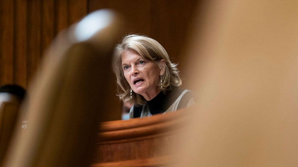 PHOTO: Sen. Lisa Murkowski asks questions during testimony before the Senate Appropriations Subcommittee in Washington, Feb. 2, 2022.