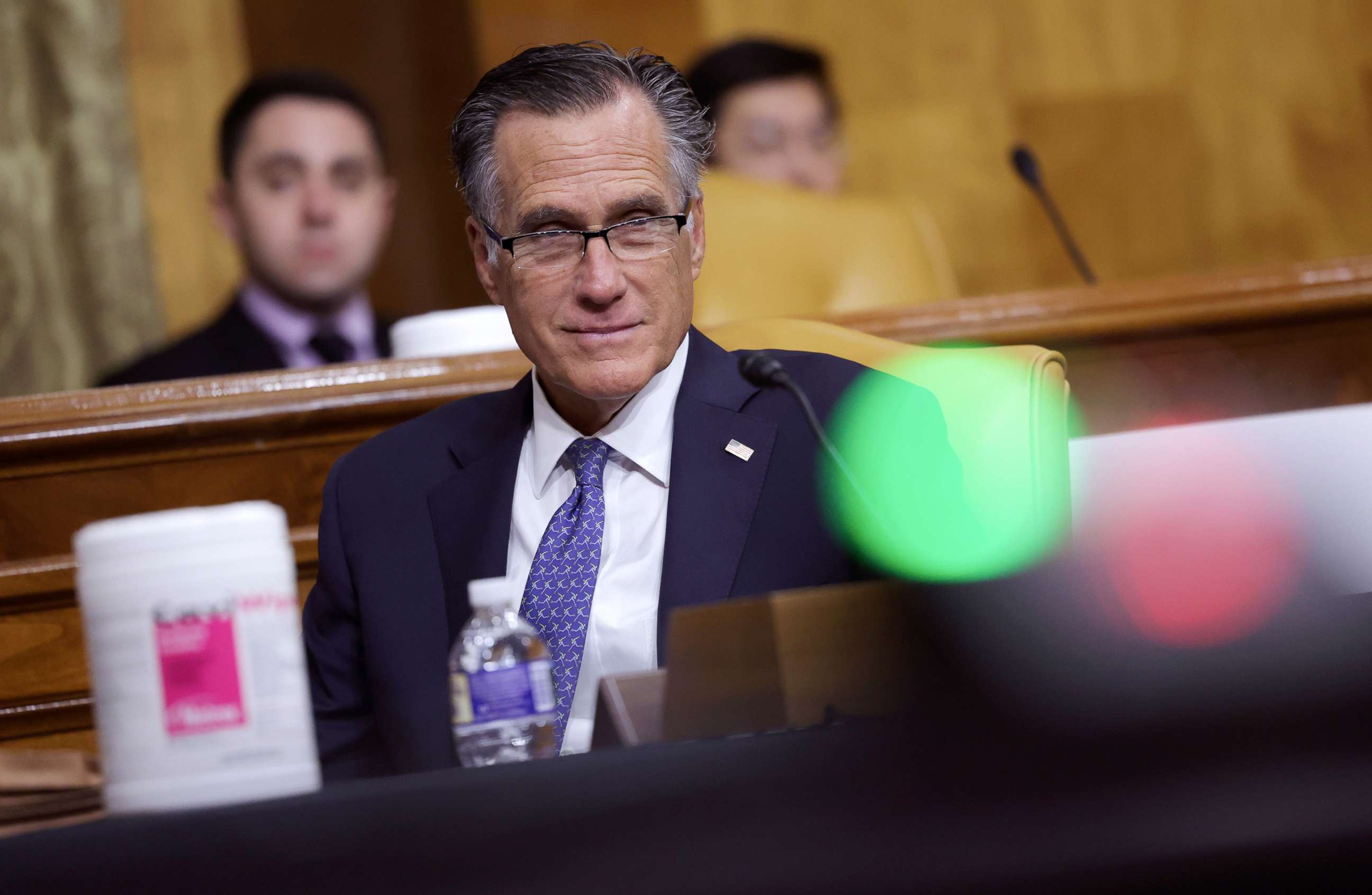 PHOTO: Sen. Mitt Romney attends testimony before the Senate Budget Committee in Washington, March 30, 2022.