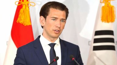 PHOTO: Austria's Chancellor Sebastian Kurz attends a press conference at the Presidential Blue House on Feb. 14, 2019 in Seoul.