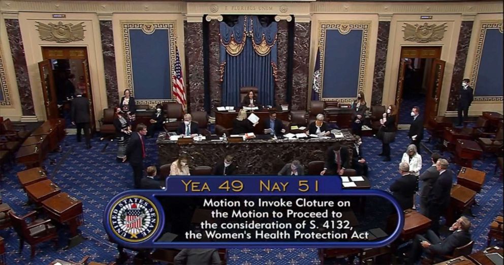 PHOTO: Vice President Kamala Harris presides over the Senate vote regarding abortion rights and the Women's Health Protection Act, in Washington, May 11, 2022.