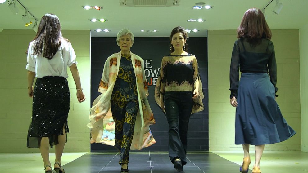 PHOTO: Senior trainees practice their runway walk at The Show Project, a modeling academy in Seoul, South Korea, Sept. 17, 2019.