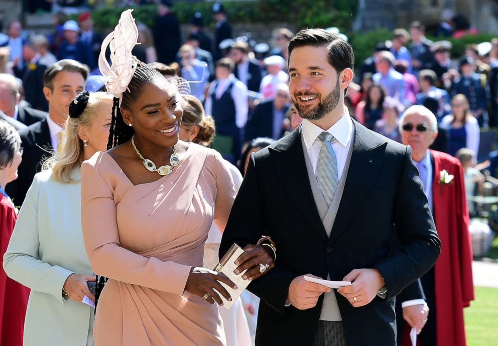 PHOTO: Serena Williams and her husband Alexis Ohanian arrive for the wedding ceremony of Britain's Prince Harry, Duke of Sussex and Meghan Markle at St. George's Chapel, Windsor Castle, on May 19, 2018 in Windsor, England.