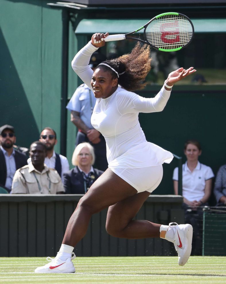 PHOTO: Serena Williams of the United States during day 11 of Wimbledon Lawn Tennis Championships at All England Lawn Tennis and Croquet Club on July 13, 2018 in London.