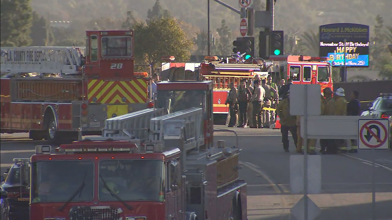 PHOTO: More than 20 recruits with the Los Angeles County Sheriff's Office were injured after being struck by a car while on a run in Whittier, Calif. early Wednesday, Nov. 16, 2022, the sheriff's office said.