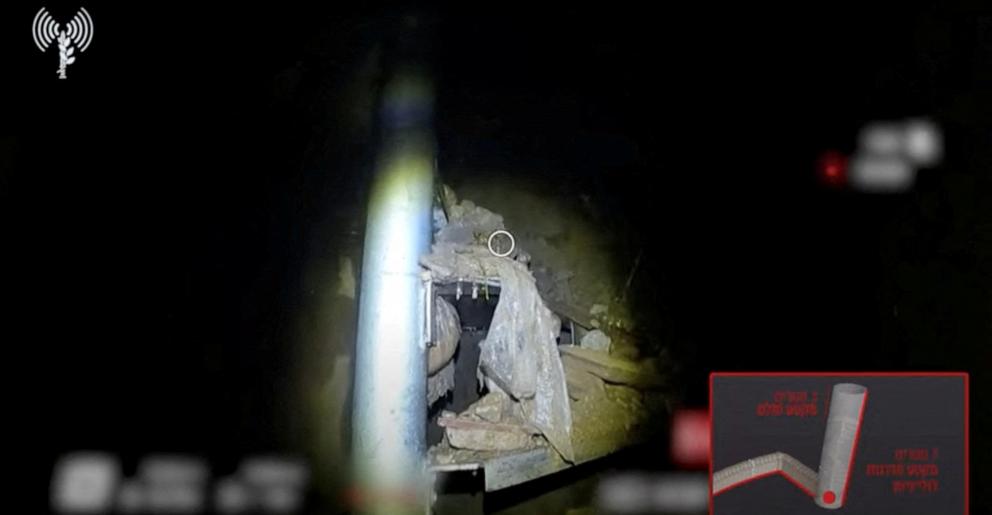 PHOTO: A tunnel that, according to Israel's military, was used by Palestinian militants under Al Shifa hospital in the Gaza Strip as seen in this screen grab taken from a handout video released by the Israel Defense Forces on Nov. 19, 2023.