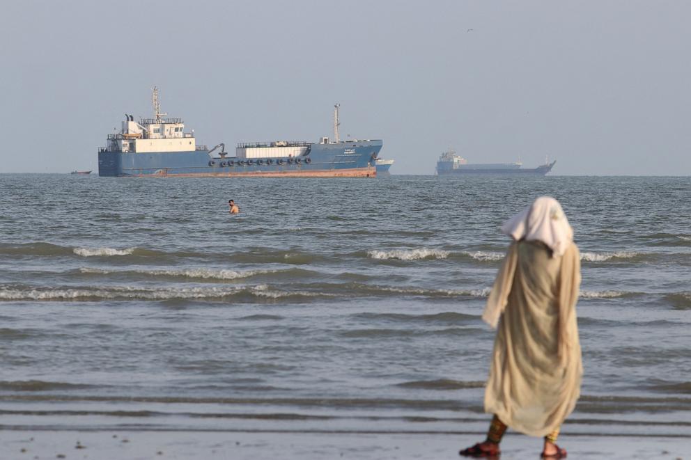 PHOTO: Vessels in the Strait of Hormuz near the beach of Bandar Abbas, Iran, October 13, 2026.