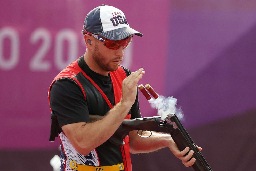 PHOTO: Vincent Hancock of Team United States during the Skeet Men's Finals on day three of the Tokyo 2020 Olympic Games at Asaka Shooting Range on July 26, 2021 in Asaka, Saitama, Japan.