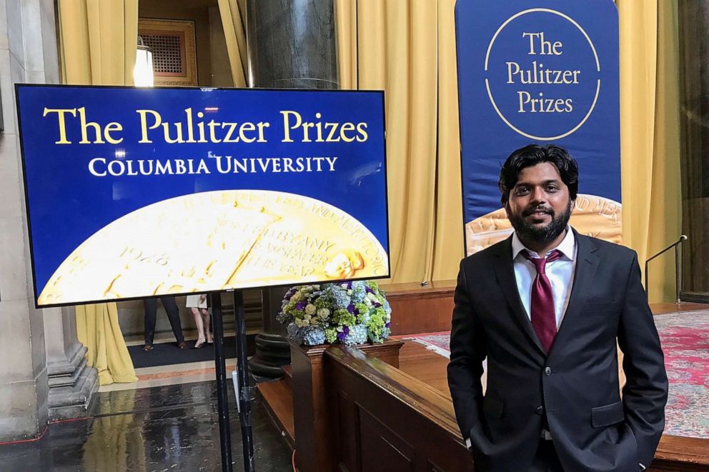 PHOTO: Danish Siddiqui, a Reuters photographer based in India, poses for a picture at Columbia University's Low Memorial Library during the Pulitzer Prize ceremony, in New York, May 30, 2018.