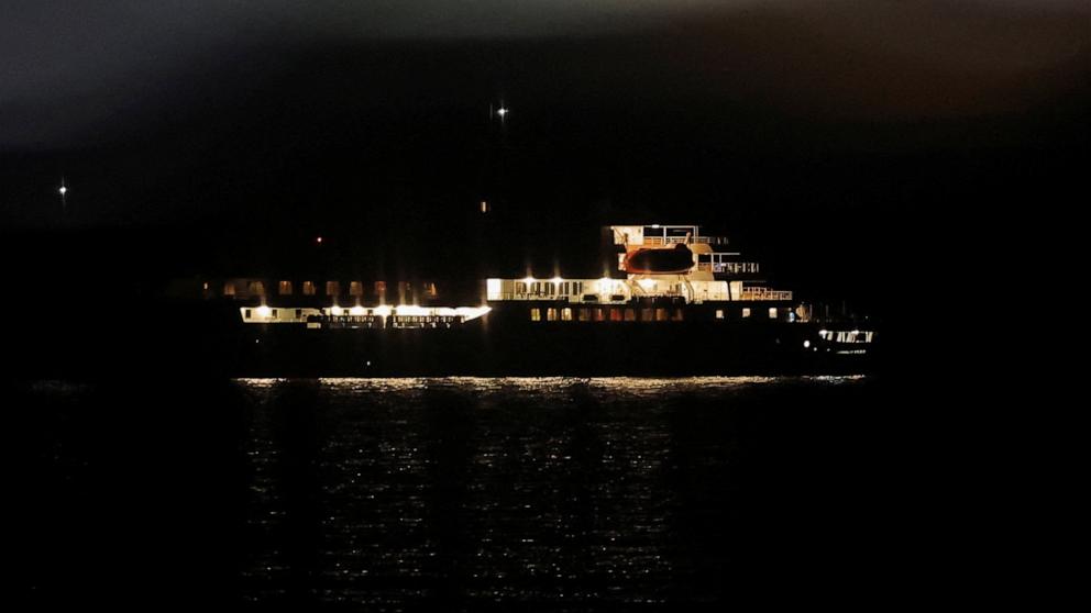 PHOTO: The cruise ship MV Hondius arrives at the port of Granadilla de Abona after being affected by a hantavirus outbreak, in Tenerife, Spain, May 10, 2026. 