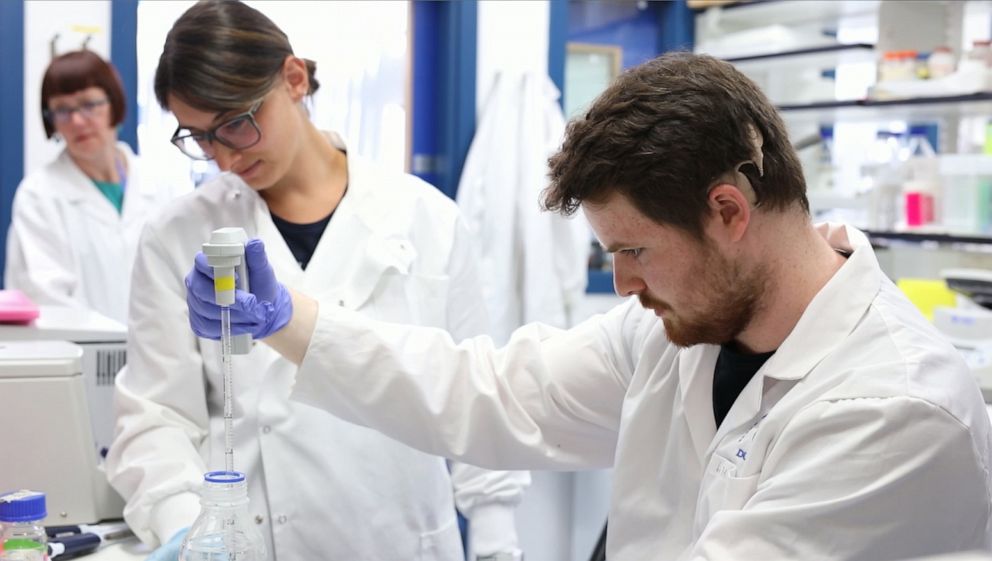 PHOTO: Liam McMulkin works in a lab at the University of Dundee.