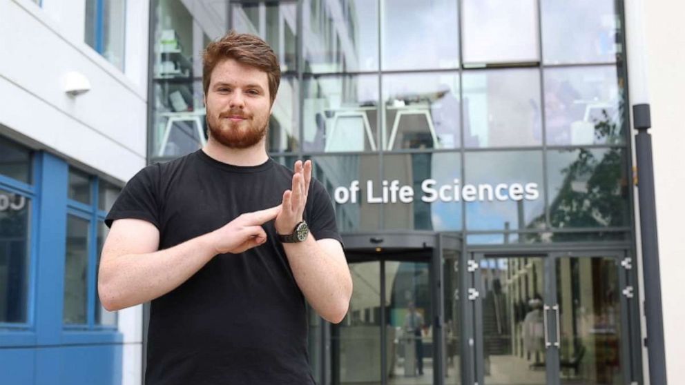 PHOTO: Liam McMulkin created more than 100 new signs for scientific terms to help himself and future students using British Sign Language.