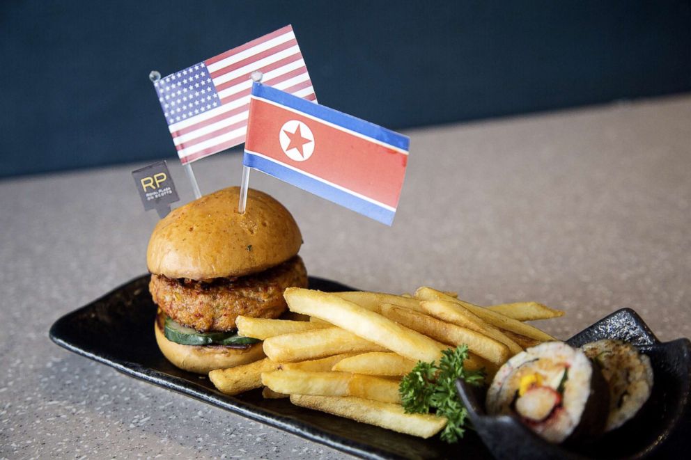 PHOTO: The Royal Plaza in Scotts Hotel adds summit-themed dish - the Trump-Kim Burger to its menu on June 6, 2018, in Singapore.