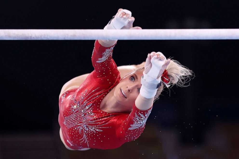 PHOTO: Mykayla Skinner of Team United States competes on uneven bars during Women's Qualification on day two of the Tokyo 2020 Olympic Games at Ariake Gymnastics Centre on July 25, 2021 in Tokyo, Japan.
