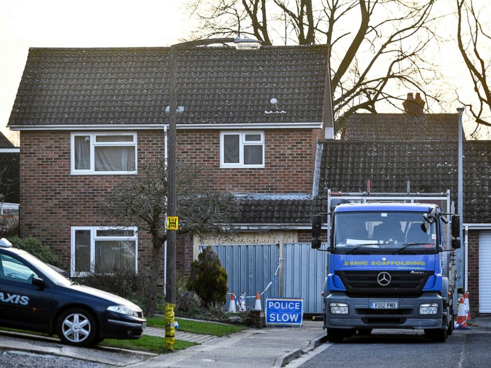 PHOTO: A truck carrying scaffolding is parked outside the home of former Russian spy Sergei Skripal in Salisbury, England, Jan. 8, 2019.