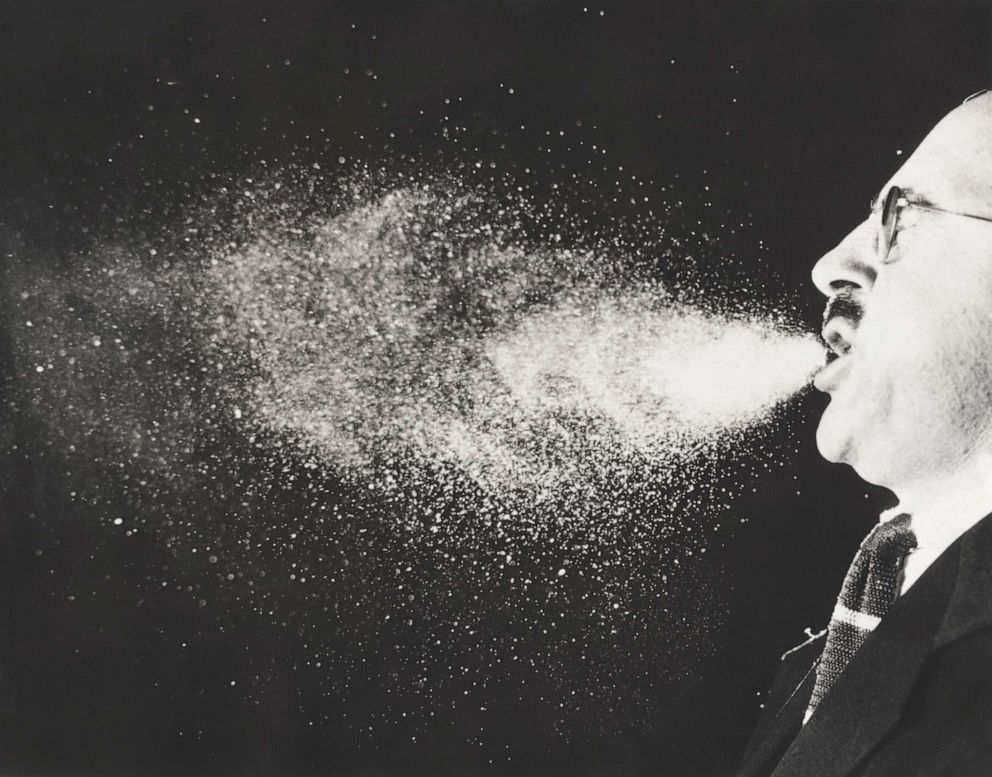 PHOTO: A high-speed photo credited to Prof. Marshall W. Jennison at MIT, circa 1940, illustrates a cloud of droplets during a sneeze.