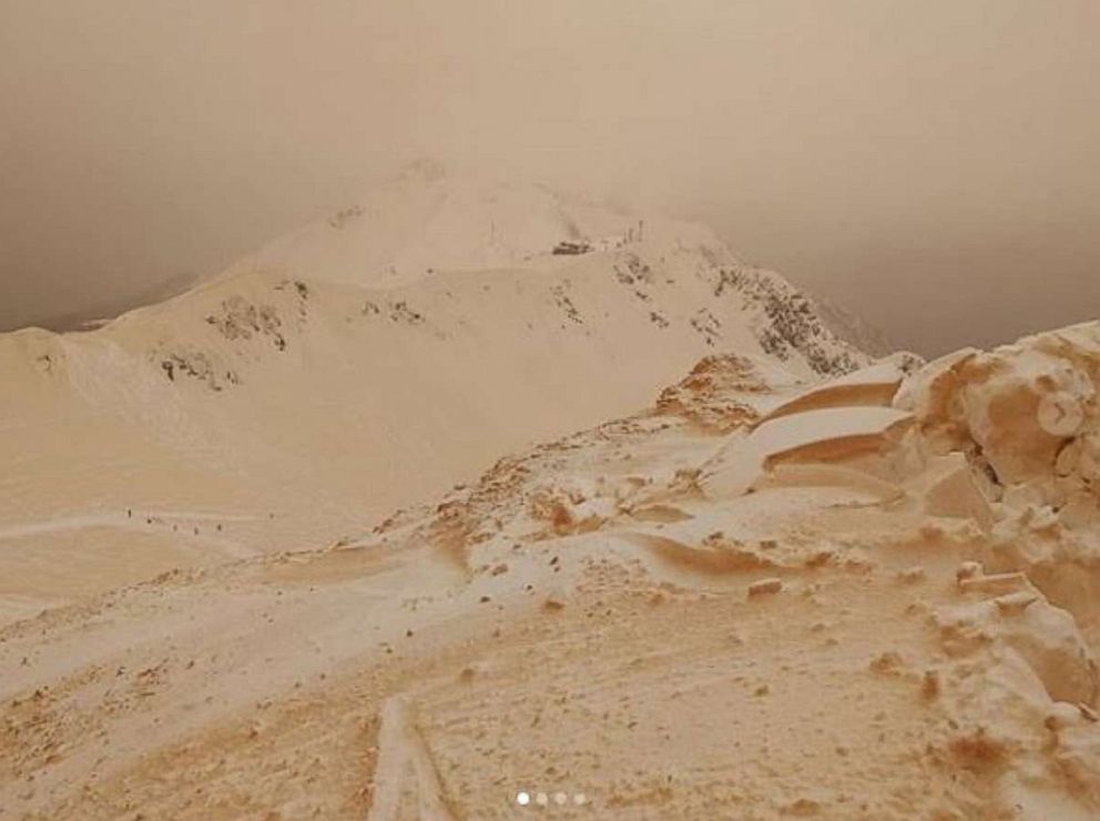 PHOTO: margarita_alshina posted this photo to Instagram, March 23, 2018 showing orange snow in Sochi, Russia.