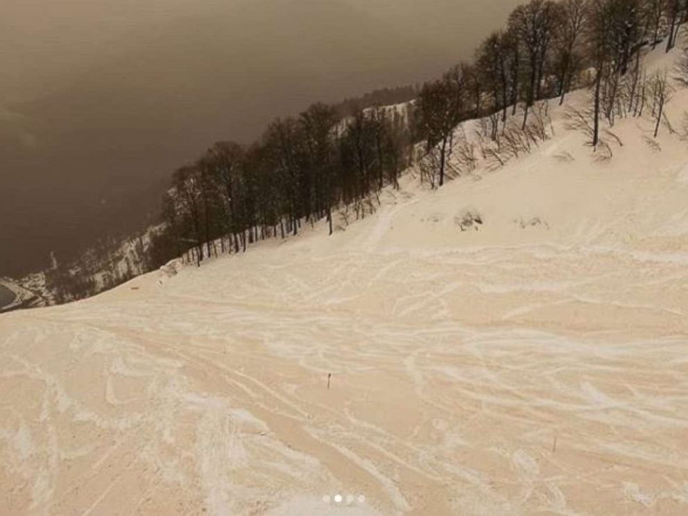 PHOTO: margarita_alshina posted this photo to Instagram, March 23, 2018 showing orange snow in Sochi, Russia.