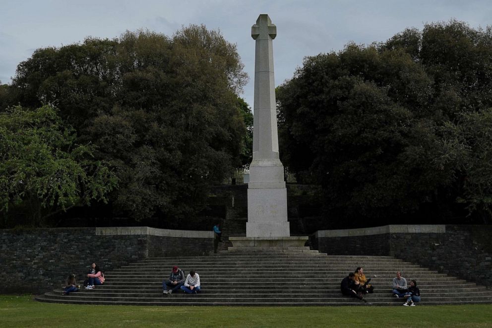 PHOTO: People sit in a park while practicing social distancing amid the coronavirus pandemic in Dublin, Ireland, on May 17, 2020.