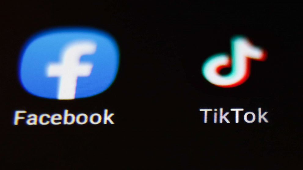 PHOTO: Facebook and TikTok icons is seen displayed on a phone screen in this illustration photo.