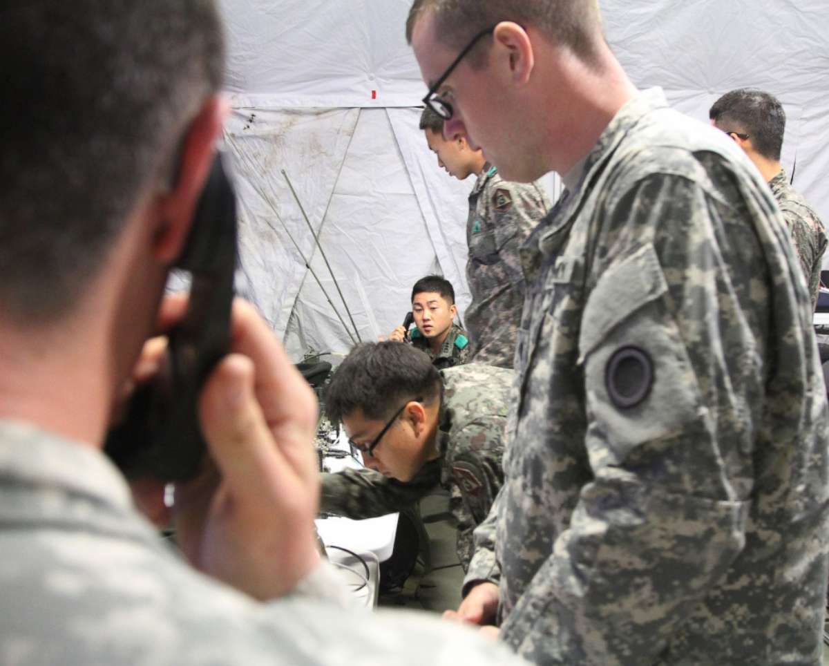 PHOTO: I Corps and Third Republic of Korea Soldiers complete a successful test of communicating over their Single Channel Ground and Airborne Radio Systems over encrypted channels during Ulchi Freedom Guardian at Yongin, South Korea, Aug. 20, 2015.