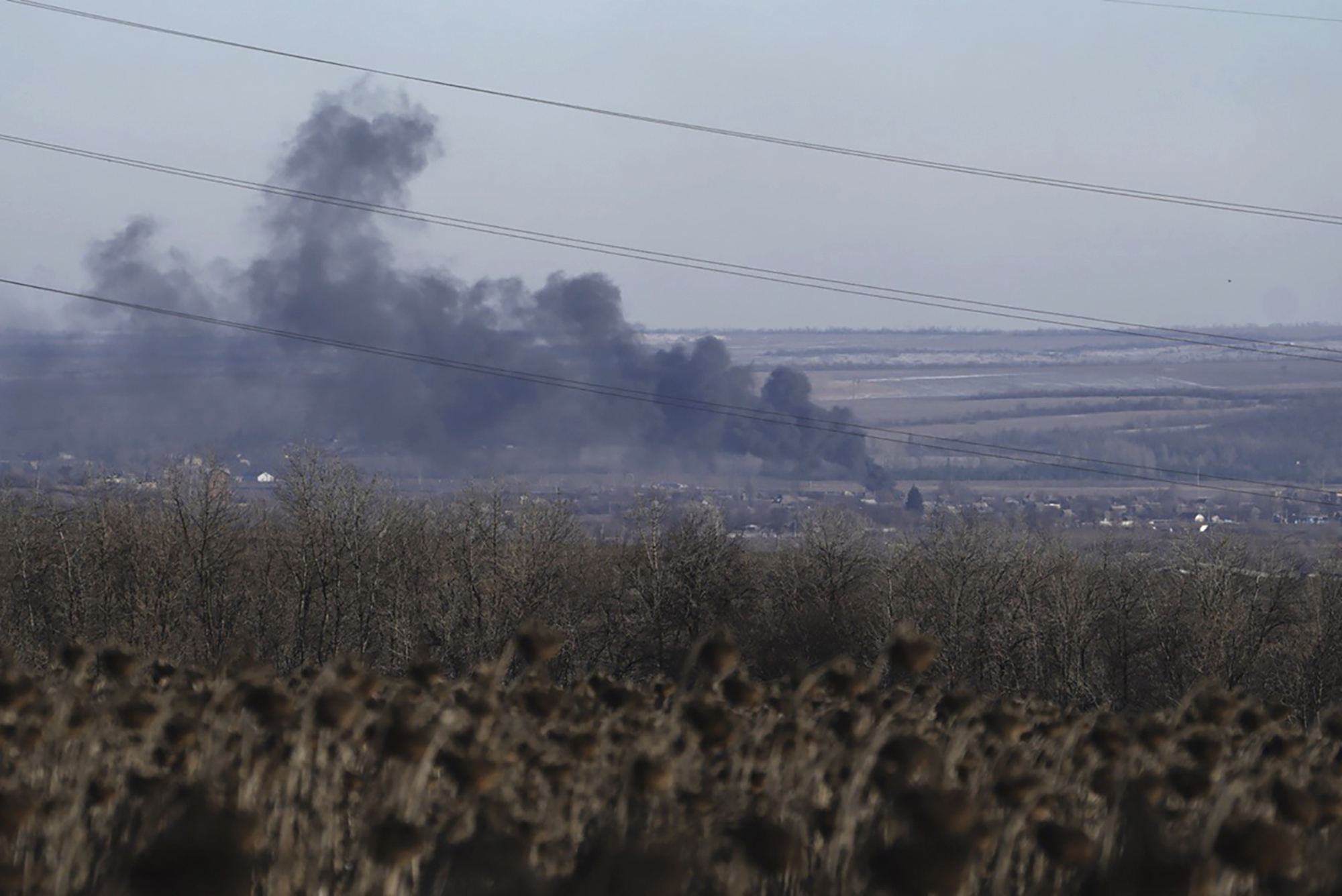 PHOTO: Smoke billows during fighting between Ukrainian and Russian forces in Soledar, Donetsk region, Ukraine, Jan. 11, 2023.