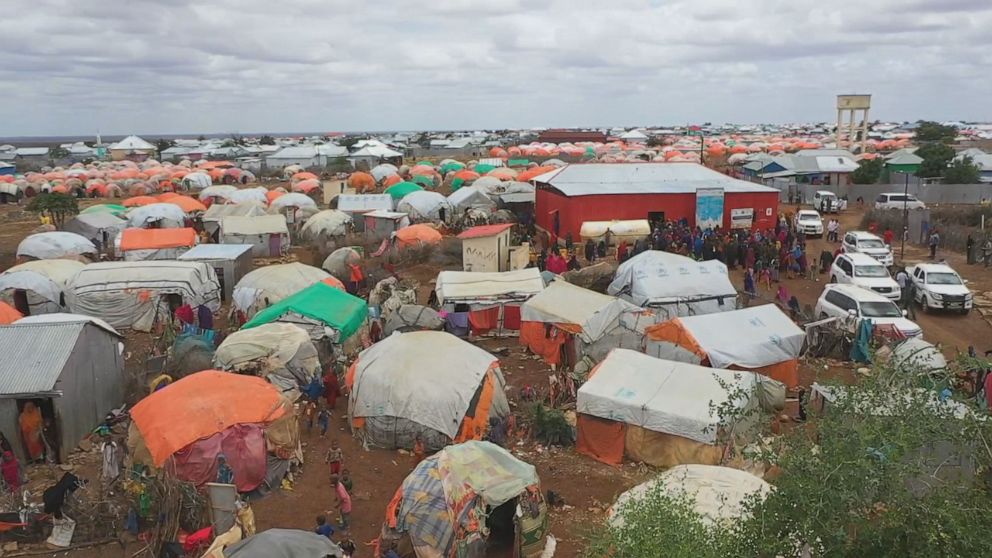 PHOTO: Drone footage of the aid encampment in Baidoa, Somalia.
