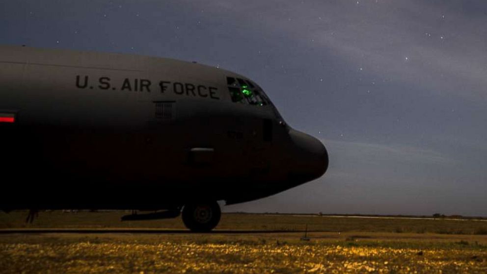 PHOTO: The front of a C-130J Super Hercules, assigned to the 75th Expeditionary Airlift Squadron (EAS), is parked as it delivers supplies to U.S. forces in Somalia, Sept. 12, 2019. 