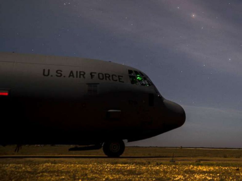 PHOTO: The front of a C-130J Super Hercules, assigned to the 75th Expeditionary Airlift Squadron (EAS), is parked as it delivers supplies to U.S. forces in Somalia, Sept. 12, 2019.