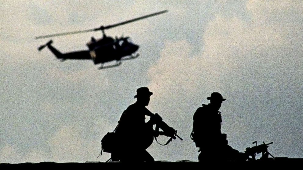 U.S. Marines establish security in the port of Mogadishou during an amphibious assault named Operation Restore Hope, Dec. 9, 1992. 