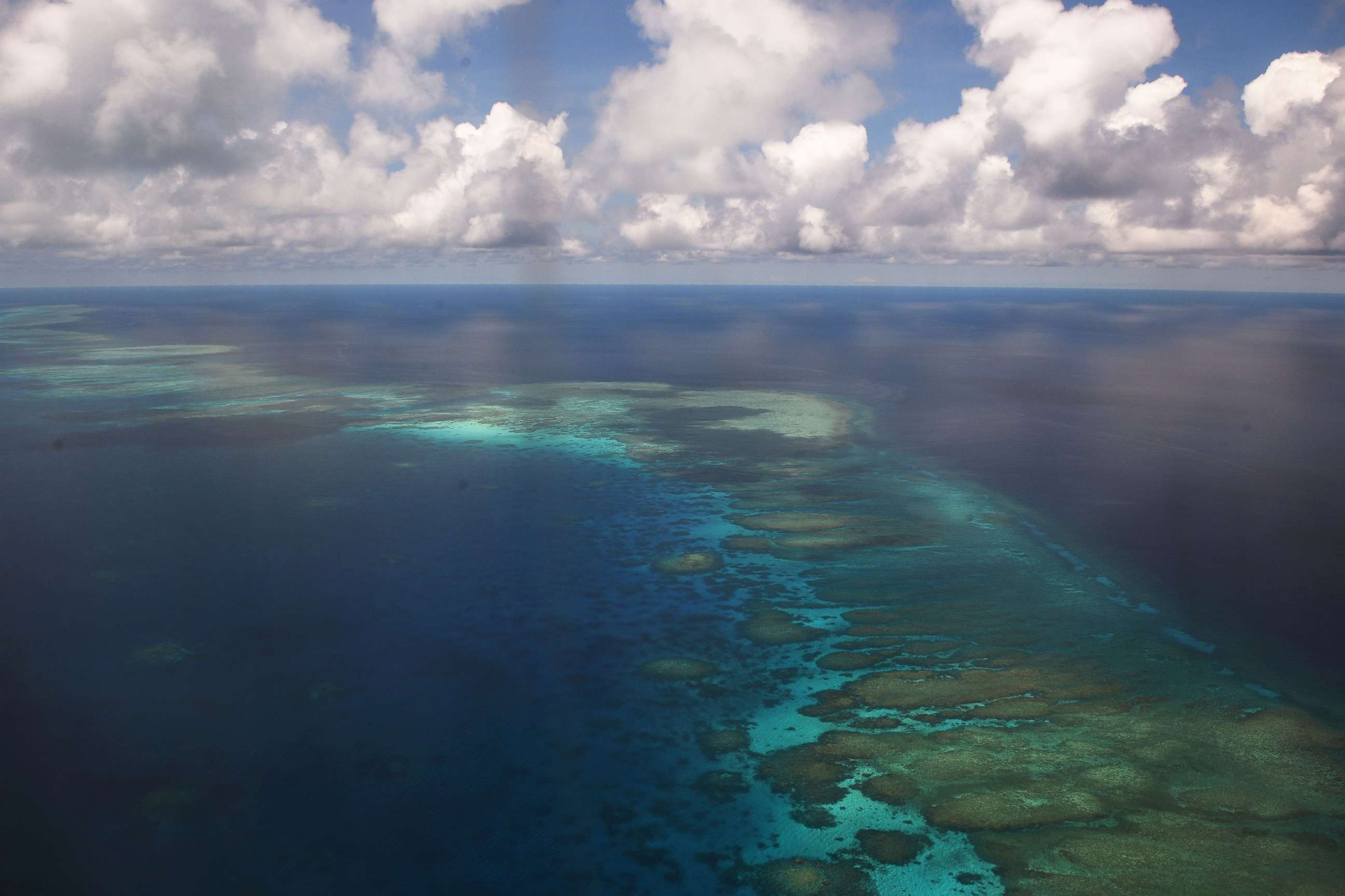 PHOTO: An aerial shot of part of Mischief Reef in the disputed Spratly islands, in the SOuth China sea, on April 21, 2017.
