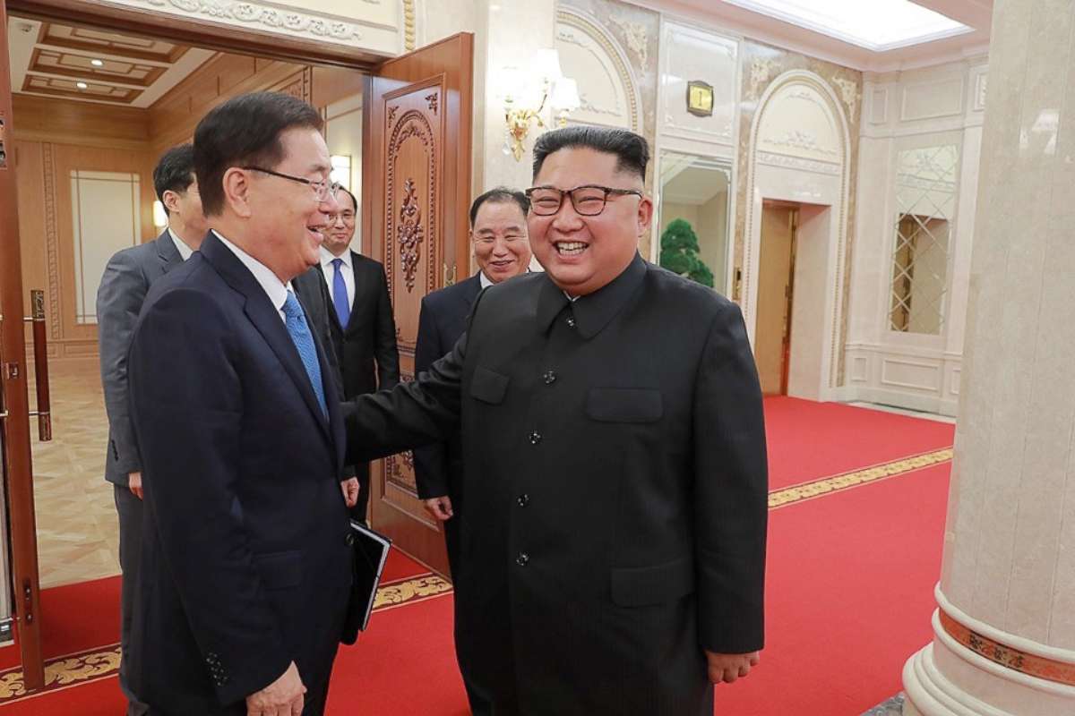 PHOTO: Chung Eui-yong, top national security adviser hand-delivered South Korean president's letter to Kim Jong Un as a special envoy to Pyongyang, North Korea, Sept. 5, 2018.