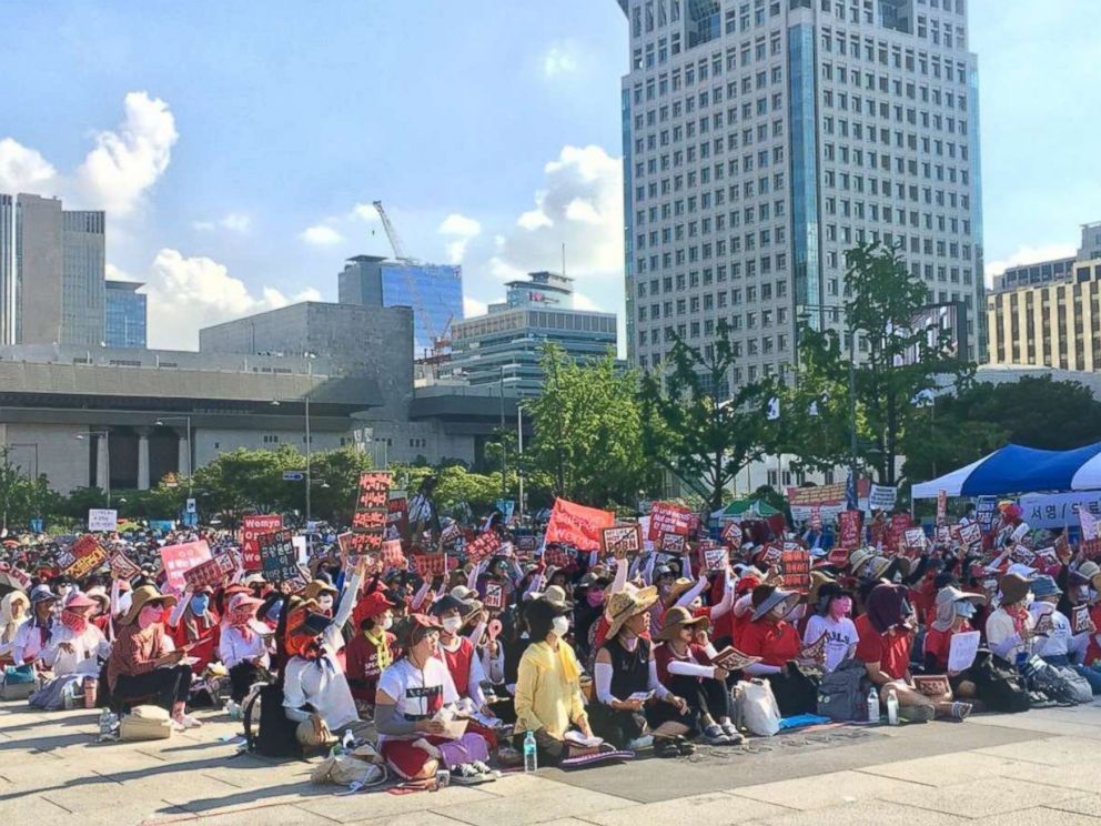 PHOTO: Protesters rally against the alleged double standard spy camera investigations, Aug. 4, 2018 in Seoul, South Korea.