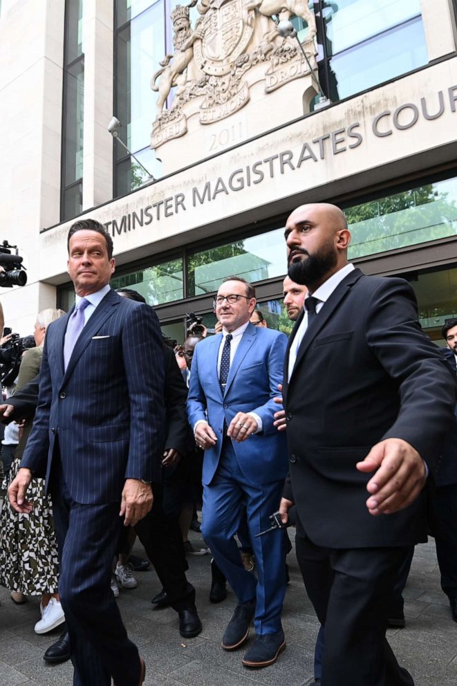 PHOTO: Actor Kevin Spacey leaves Westminster Magistrates' Court on June 16, 2022 in London, England.
