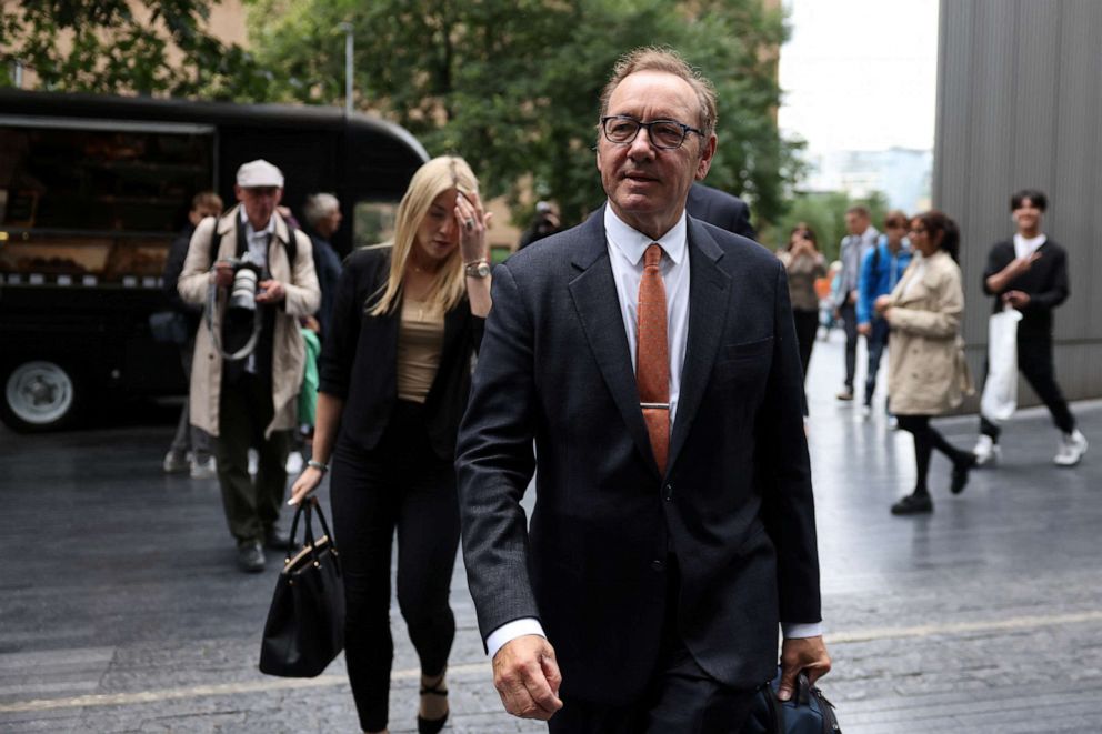 PHOTO: Actor Kevin Spacey walks outside Southwark Crown Court, as his trial over charges related to allegations of sex offences draws to a close, in London, Britain, July 24, 2023.