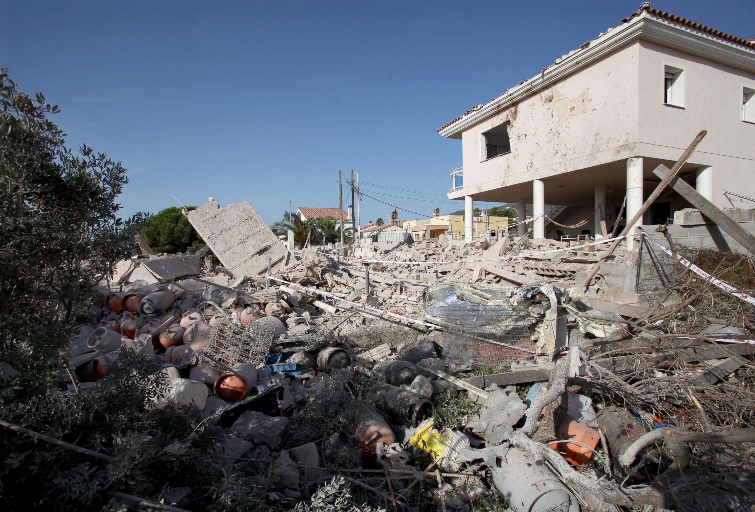 PHOTO: The debris of a house after it collapsed last night due to a gas leak explosion in the village of Alcanar, Catalonia, northeastern Spain, Aug. 17, 2017. Catalonian Police believe the explosion was connected to the attack in Barcelona.