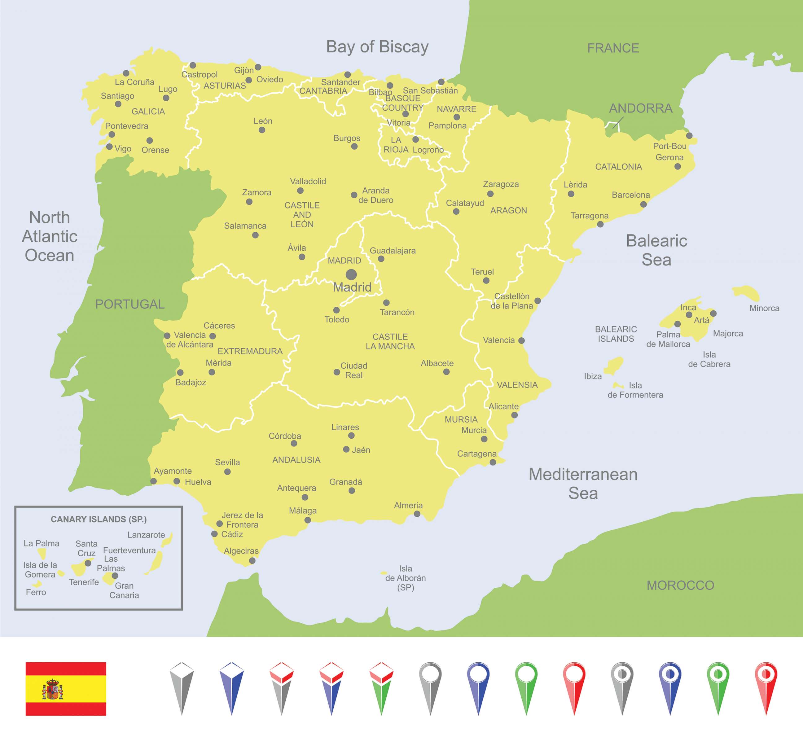 PHOTO: Detailed map of Spain showing Catalonia.