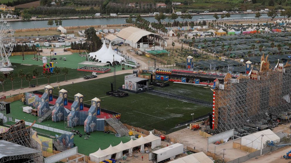 PHOTO: A view shows the venue of Medusa Festival, an electronic music festival, after high winds caused part of a stage to collapse, in Cullera, near Valencia, Spain, on Aug. 13, 2022.