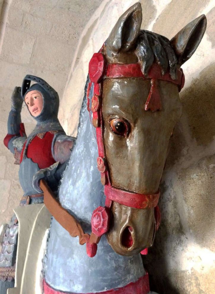 PHOTO: An undated handout picture made available by the Association of Conservators and Restorers of Spain (ACRE), shows the sculpture of Saint George after its restoration at the church of Estella in Navarra, Spain, issued June 27, 2018.