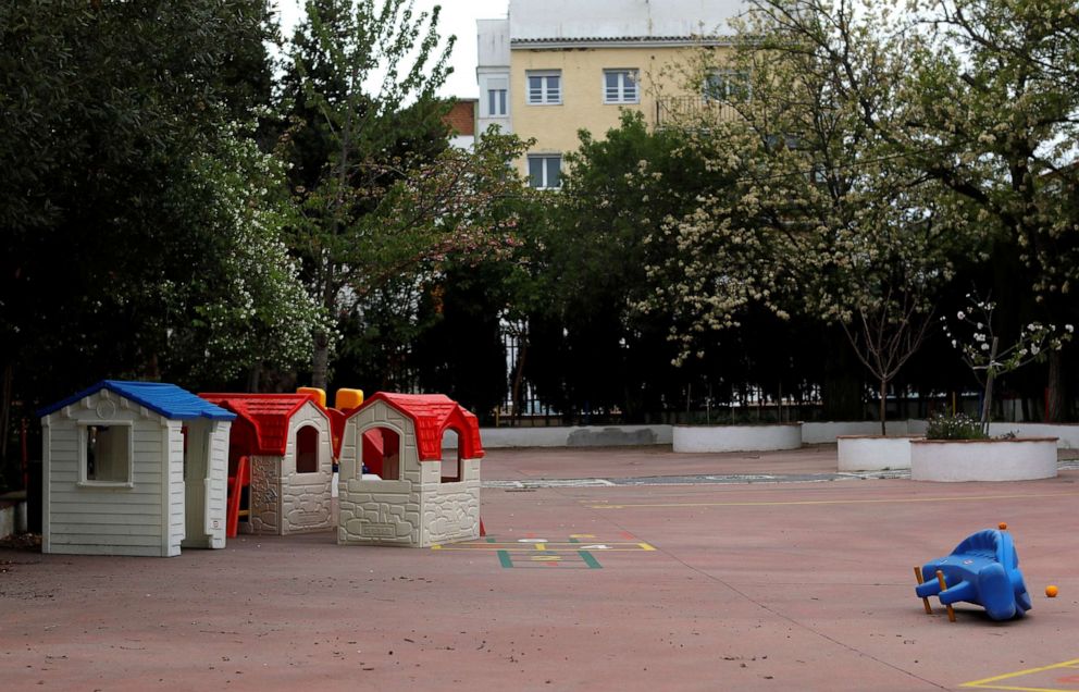 PHOTO: Toy houses stand on a deserted schoolyard during the lockdown amid the coronavirus (COVID-19) outbreak in Ronda, Spain, April 20, 2020.