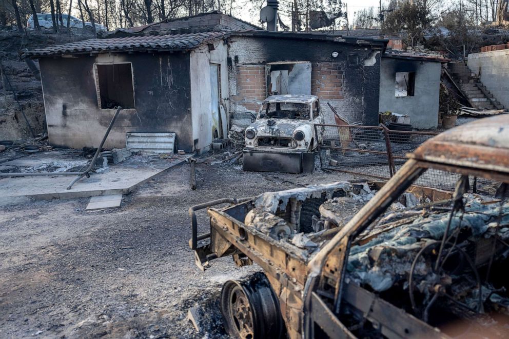 PHOTO: A view of a house burnt down during a wildfire in River Park village, Spain, July 19, 2022.
