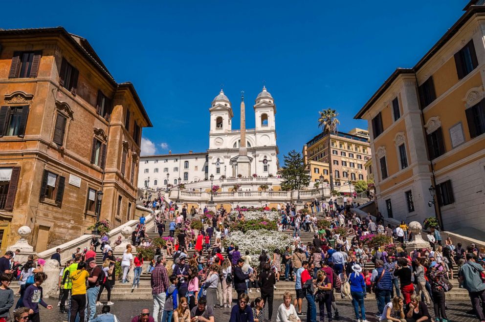 PHOTO: Tourists fill the Spanish Steps in Rome, Italy, April 20, 2019.