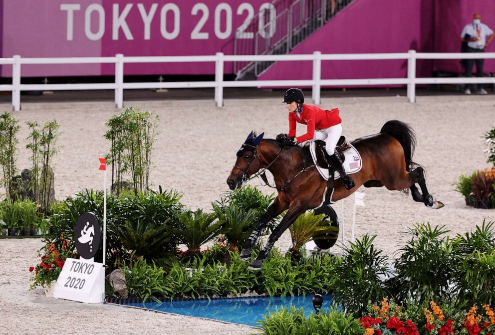 PHOTO: Jessica Springsteen, daughter of Bruce Springsteen, competes on her horse Don Juan Van De Donkhoeve in the Equestrian jumping qualifiers on Aug. 3, 2021 in Tokyo, Japan.