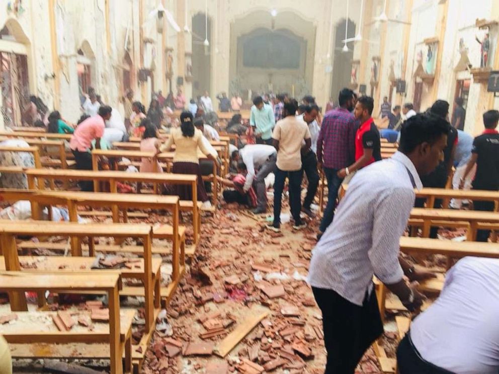 PHOTO: An explosion rocked St. Sebastian's Church in Negombo, Sri Lanka, on Sunday, April 21, 2019.