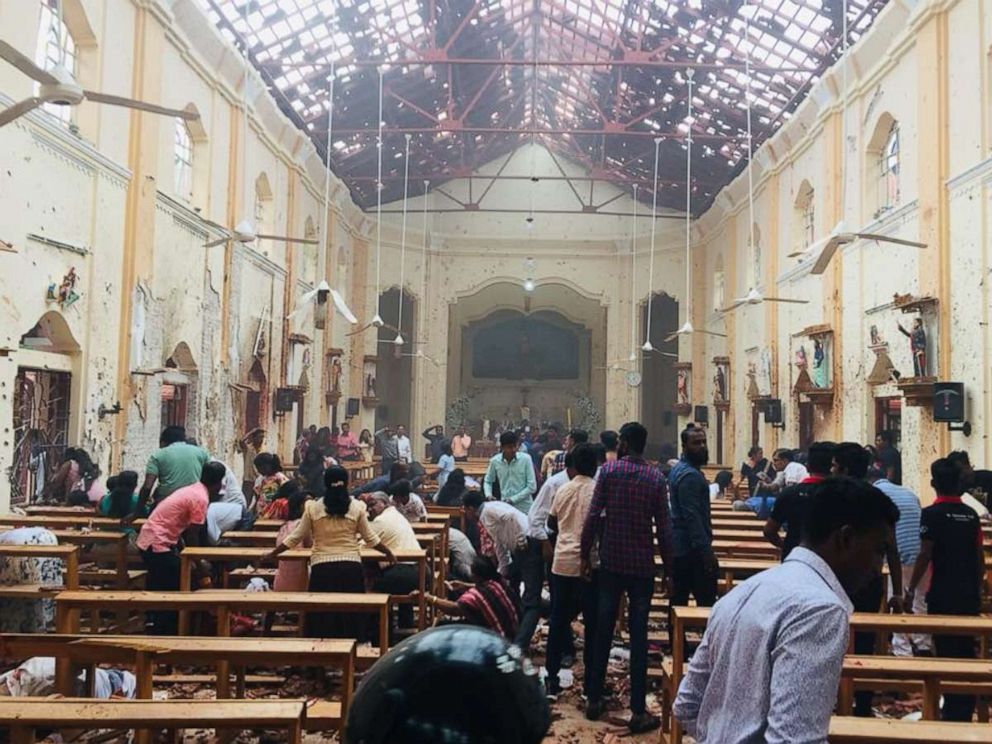 PHOTO: An explosion rocked St. Sebastian's Church in Negombo, Sri Lanka, on Sunday, April 21, 2019.
