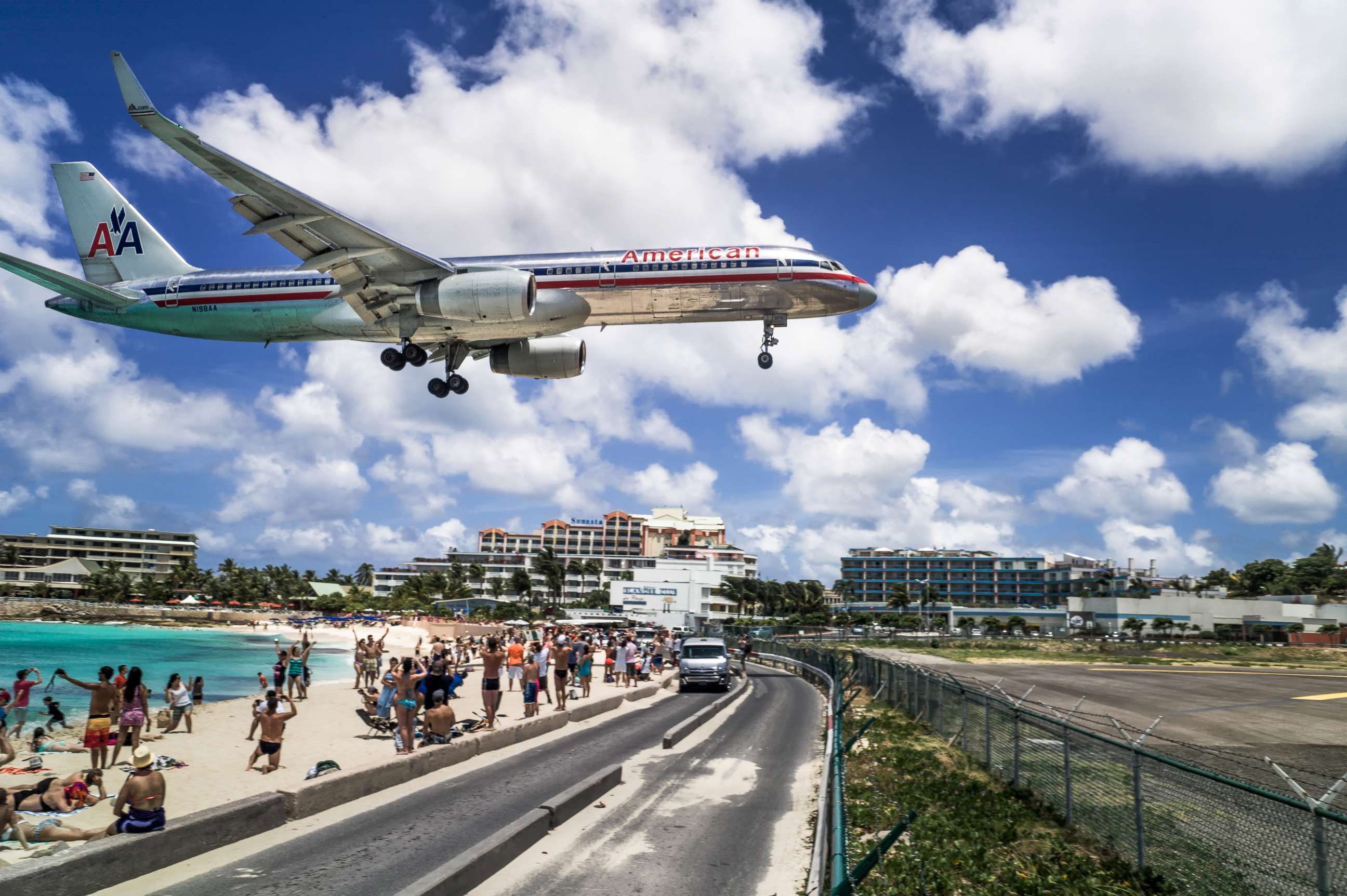 PHOTO: A commercial airline landing at the Princess Juliana International Airport in St Maarten.