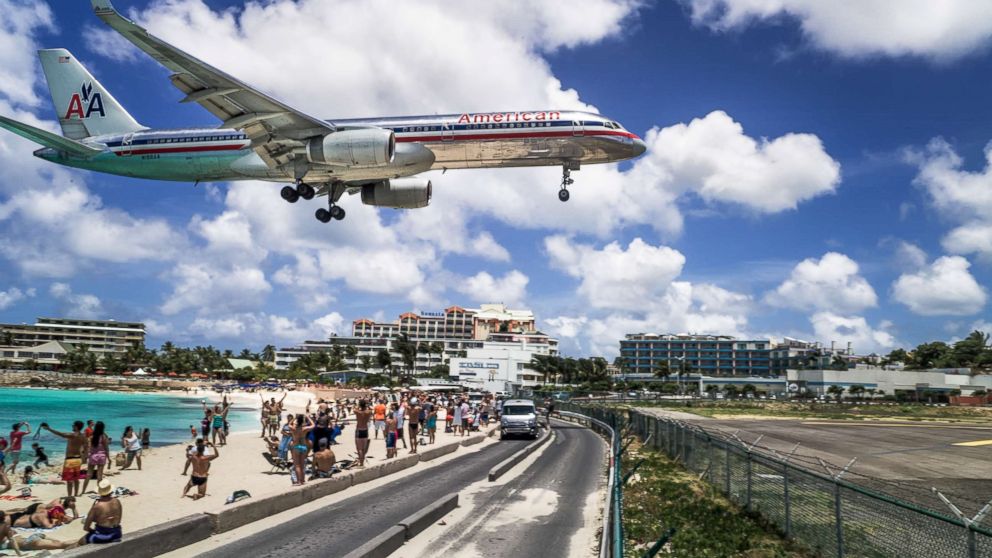 PHOTO: A commercial airline landing at the Princess Juliana International Airport in St Maarten.