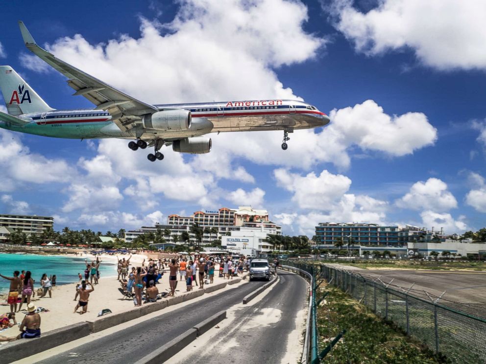 PHOTO: A commercial airline landing at the Princess Juliana International Airport in St Maarten.