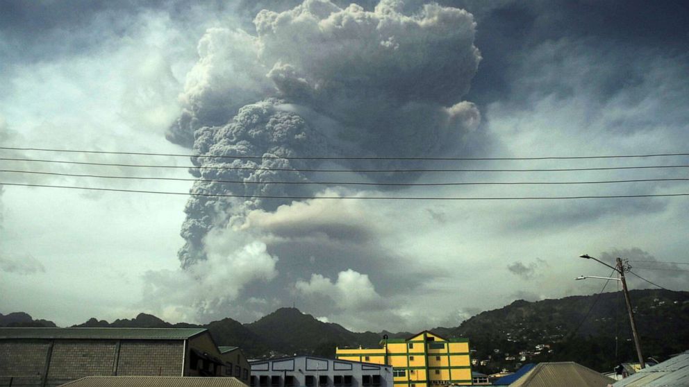 St.  Vincent covered with ash while volcanic activity continues