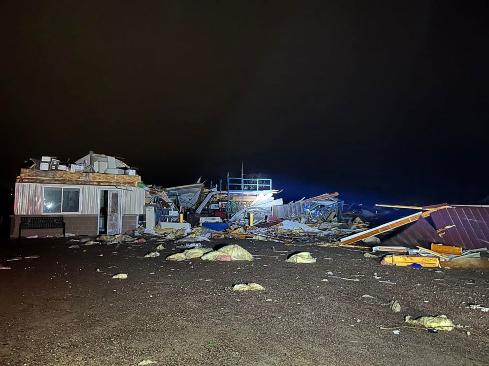 PHOTO: Storm damage in Stanley, Wisconsin on Dec. 15, 2021.